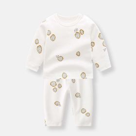 Baby 1pcs Allover Fruit Graphic Long Sleeve Bottoming Shirt & Trousers Sets (Size/Age: 80 (9-12M), Color: White)