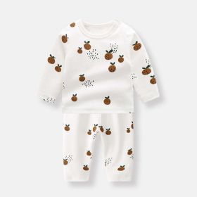 Baby 1pcs Allover Fruit Graphic Long Sleeve Bottoming Shirt & Trousers Sets (Size/Age: 90 (12-24M), Color: brown)