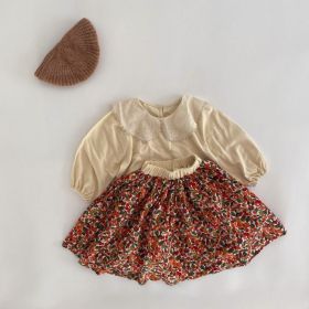 Baby Girls Floral Pattern Half Skirt In Summer Wearing Outfit (Size/Age: 80 (9-12M), Color: Red)