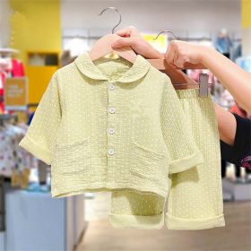 Baby Dot Pattern Single Breasted Design Lapel Shirt Combo Pants Sets Home Clothes (Size/Age: 110 (3-5Y), Color: Green)