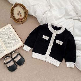 Baby Color Matching Design Sleeveless Onesies With Cardigan Sets (Size/Age: 66 (3-6M), Color: black)
