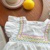 Baby Girls Embroidered Pattern Hollow Carved Design Dress With Hat In Summer