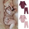 Baby Girl Ditsy Flower Pattern Ruffle Design Onesies With Pants Sets