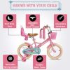 RULLY Kids Bike 12 14 16 Inch Bicycle for Girls Ages 2-7 Years, Training Wheels Included, Girl Bikes with Basket Bike Streamers Toddler, Pink White