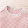 Baby Ribbed Knitted Pattern Solid Color Onesies Combo Trousers Sets Pajamas