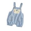 Baby Printed Pattern Light Blue Denim Short Crotch Overalls