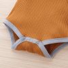 Baby Ribbed Knitted Pattern Solid Color Onesies Combo Trousers Sets Pajamas