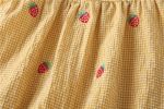 Baby Girl 1pcs Plaid Graphic Strawberries Embroidery Snap Button Jumpsuit & Solid Tee Sets