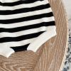 Baby Striped Pattern Simple Style Knit Cardigan With Triangle Short Sets