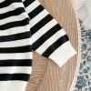 Baby Striped Pattern Simple Style Knit Cardigan With Triangle Short Sets