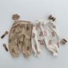 Baby Waffle Fabric Cartoon Bear Graphic Hoodies Combo Trousers Autumn Casual 1 Pieces Sets
