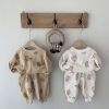 Baby Waffle Fabric Cartoon Bear Graphic Hoodies Combo Trousers Autumn Casual 1 Pieces Sets