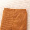Baby Ribbed Knitted Pattern Solid Color Onesies Combo Trousers Sets Pajamas