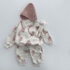 Baby Waffle Fabric Cartoon Bear Graphic Hoodies Combo Trousers Autumn Casual 1 Pieces Sets