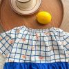 Baby Girl Plaid Floral Print Color Matching Design Onesies