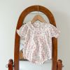 Baby Girl Floral Print Short-Sleeved Round Collar Onesies