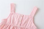 Baby Girl 1pcs Plaid Graphic Strawberries Embroidery Snap Button Jumpsuit & Solid Tee Sets