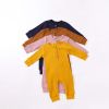 Baby Boy And Girl Solid Color Quarter Button Design Jumpsuit