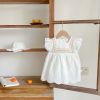 Baby Girls Embroidered Pattern Hollow Carved Design Dress With Hat In Summer