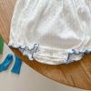 Baby Girl Solid Pattern Short-Sleeved Cotton Jacquard Collar Onesies