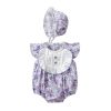 Baby Girl Floral Print Ruffle Design Sleeveless Onesies In Summer