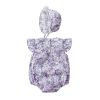 Baby Girl Floral Print Ruffle Design Sleeveless Onesies In Summer