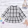 Baby Girl Contrast Design Long Sleeved Dress Combo Plaid Pattern Coat Chanel's Sets