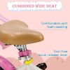 RULLY Kids Bike 12 14 16 Inch Bicycle for Girls Ages 2-7 Years, Training Wheels Included, Girl Bikes with Basket Bike Streamers Toddler, Pink White