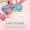 RULLY Kids Bike 12 14 16 Inch Bicycle for Girls Ages 2-7 Years, Training Wheels Included, Girl Bikes with Basket Bike Streamers Toddler, Pink White