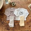Baby Cute Bear Pattern Shirt Combo Plaid Pattern Pants Sets Home Clothes
