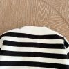 Baby Striped Pattern Simple Style Knit Cardigan With Triangle Short Sets