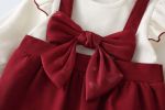 Baby Girl Lettuce Trim Design Big Bow Long Sleeve Jumpsuit