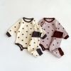 Baby Print Pattern Crewneck Long Sleeve Tops With Pants Sets