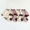 Baby Print Pattern Crewneck Long Sleeve Tops With Pants Sets