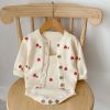 Baby Girl Embroidered Pattern Sleeveless Onesies With Cardigan Sets