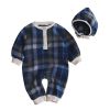 Baby Fashion Plaid Pattern Thin Fleece Autumn Romper