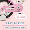 RULLY Kids Bike 12 14 16 Inch Bicycle for Girls Ages 2-7 Years, Training Wheels Included, Girl Bikes with Basket Bike Streamers Toddler, Pink White