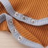 Baby Ribbed Knitted Pattern Solid Color Onesies Combo Trousers Sets Pajamas