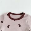 Baby Print Pattern Crewneck Long Sleeve Tops With Pants Sets