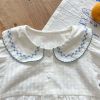 Baby Girl Solid Pattern Short-Sleeved Cotton Jacquard Collar Onesies