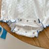 Baby Girl Solid Pattern Short-Sleeved Cotton Jacquard Collar Onesies