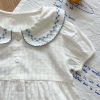 Baby Girl Solid Pattern Short-Sleeved Cotton Jacquard Collar Onesies