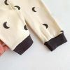 Baby Print Pattern Crewneck Long Sleeve Tops With Pants Sets